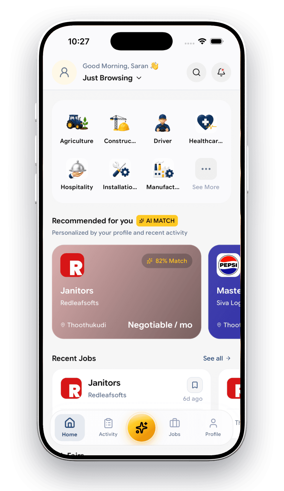Khoj Jobs Mobile App Interface